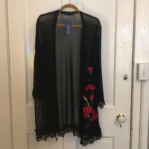 Floral Embroidered Lace Kimono